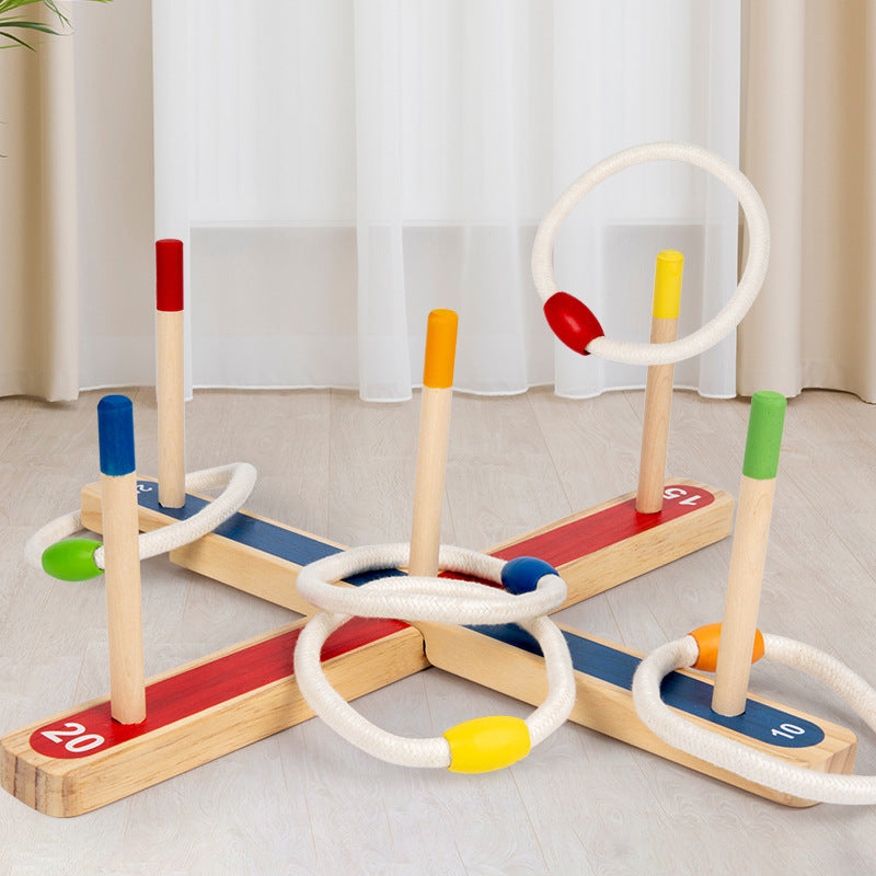 Kids Wooden Ring Toss Game – Outdoor Carnival Throwing Game for Parties