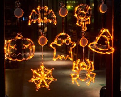 Set of seven Halloween window lights