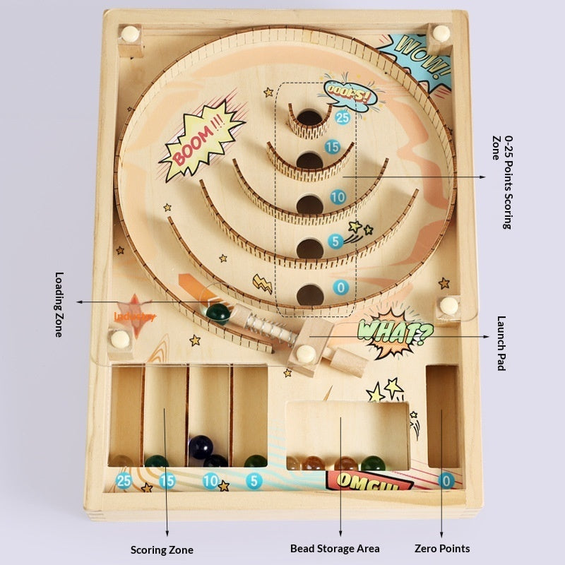 Kids Wooden Pinball Game – Montessori Marble Arcade Toy for Parties & Play