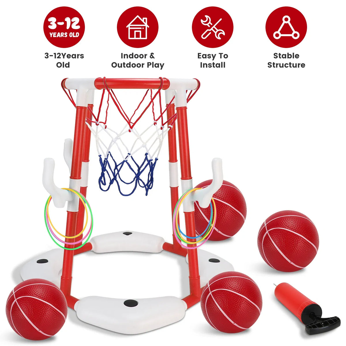 Pool Basketball Hoop Game Set – Floating Water Basketball for Kids & Family