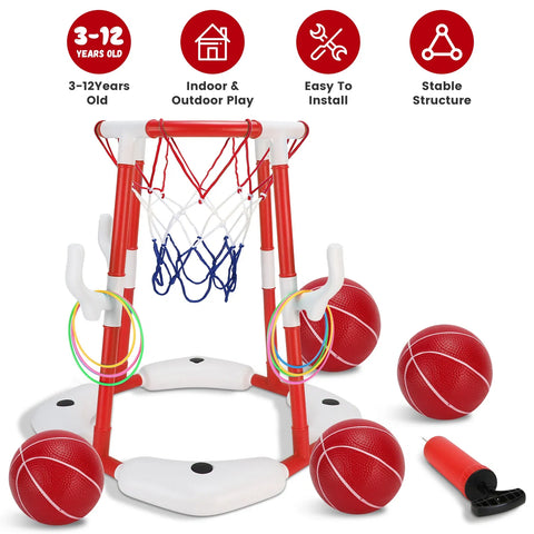 Pool Basketball Hoop Game Set – Floating Water Basketball for Kids & Family