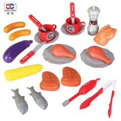 Kids BBQ Grill Play Set – Toy Barbecue Kitchen Cooking Set with Accessories
