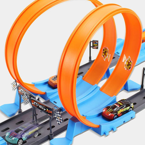 Sling Shot Racing Car Track – Kids Dual Launcher Loop Race Set