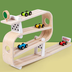 Wooden Car Ramp Racer – Montessori Race Track Toy for Toddlers
