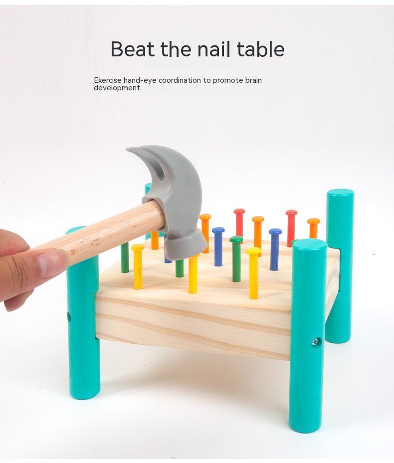 Montessori Hammer & Peg Toy – Wooden Tap Tap Bench for Fine Motor Skills