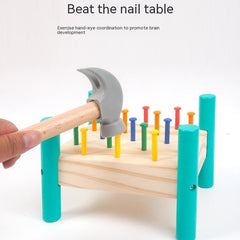 Montessori Hammer & Peg Toy – Wooden Tap Tap Bench for Fine Motor Skills
