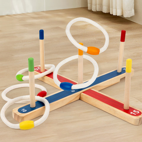 Kids Wooden Ring Toss Game – Outdoor Carnival Throwing Game for Parties