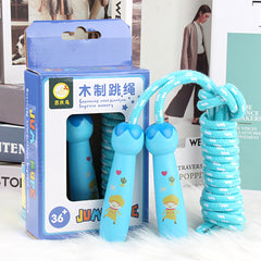 Wooden handle skipping rope in blue