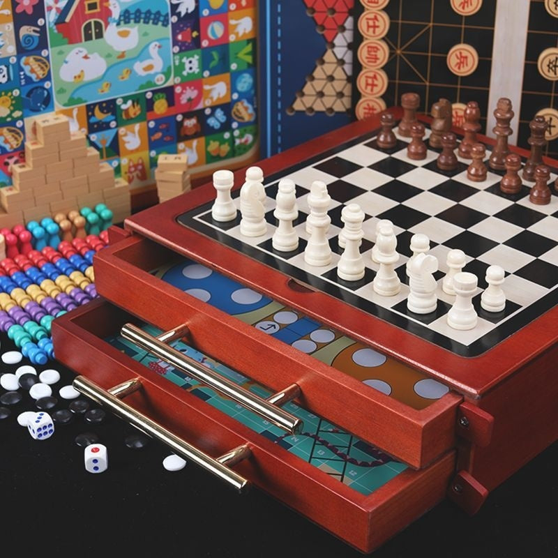 15-in-1 Board Game Set – Chess, Backgammon & Family Classics All-in-One