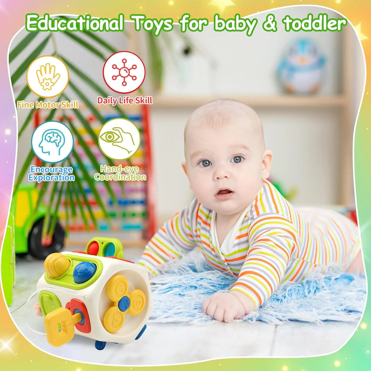 9-in-1 Busy Cube for Toddlers – Montessori Sensory Activity Toy for Ages 1–3