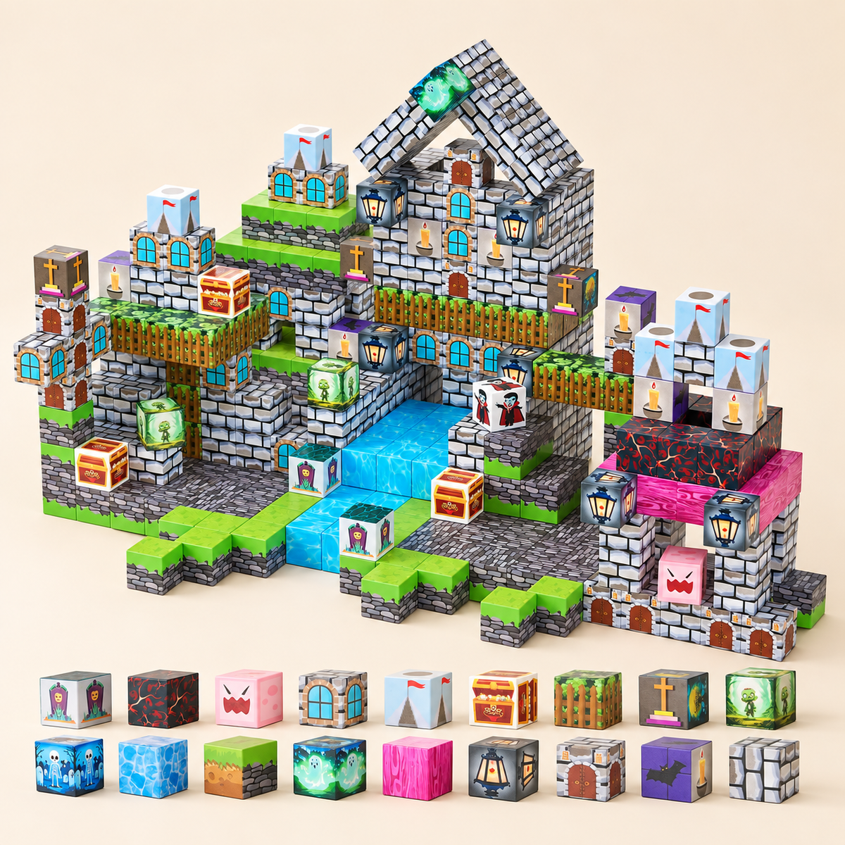 Halloween Magnetic Blocks 100pc — Graveyard Build Set