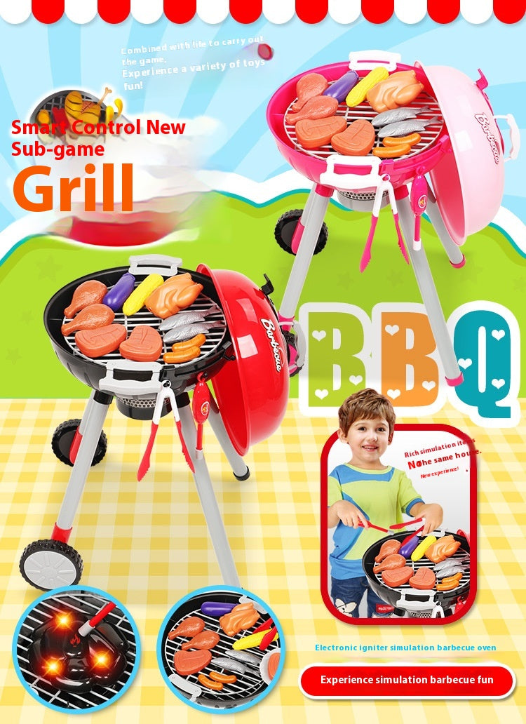 Kids BBQ Grill Play Set – Toy Barbecue Kitchen Cooking Set with Accessories