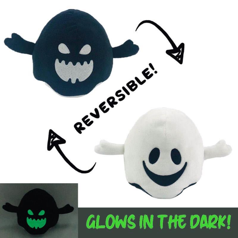 Reversible ghost and pumpkin flip plush toy