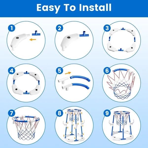 Pool Basketball Hoop Game Set – Floating Water Basketball for Kids & Family