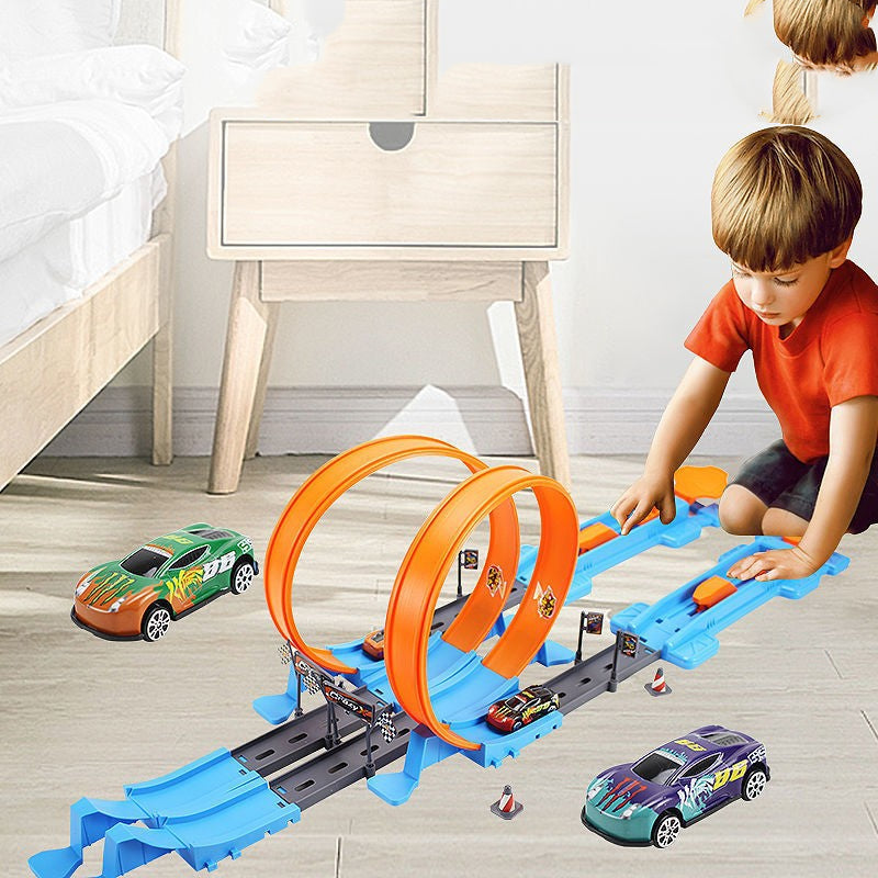 Sling Shot Racing Car Track – Kids Dual Launcher Loop Race Set