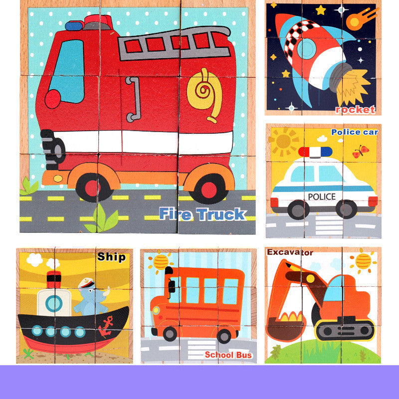 Montessori Wild Friends 6-Side Puzzle Blocks