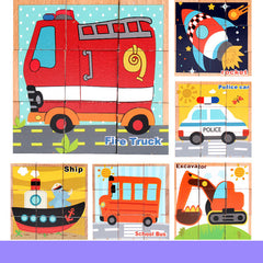 Montessori Wild Friends 6-Side Puzzle Blocks