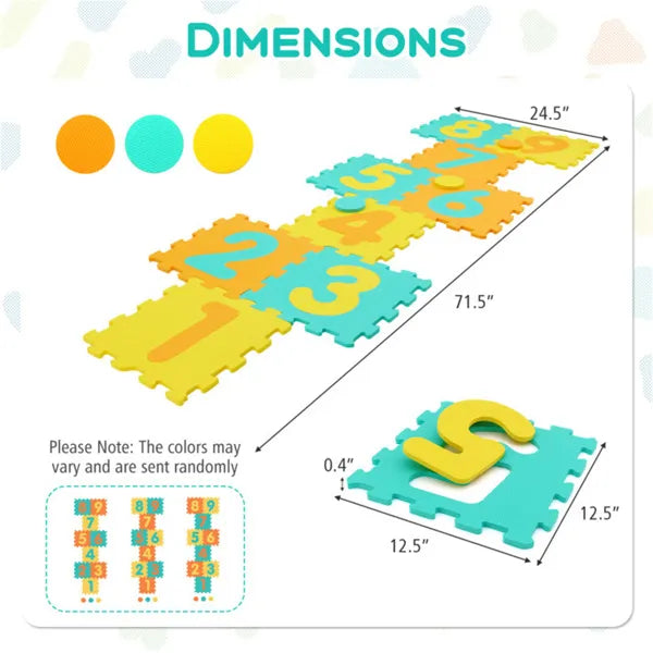 Interlocking edges on the foam hopscotch tiles