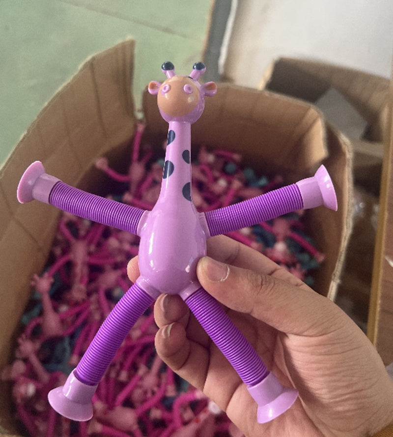 Stretchy Giraffe Fidget Toy – Suction Cup Sensory Tubes for Stress Relief