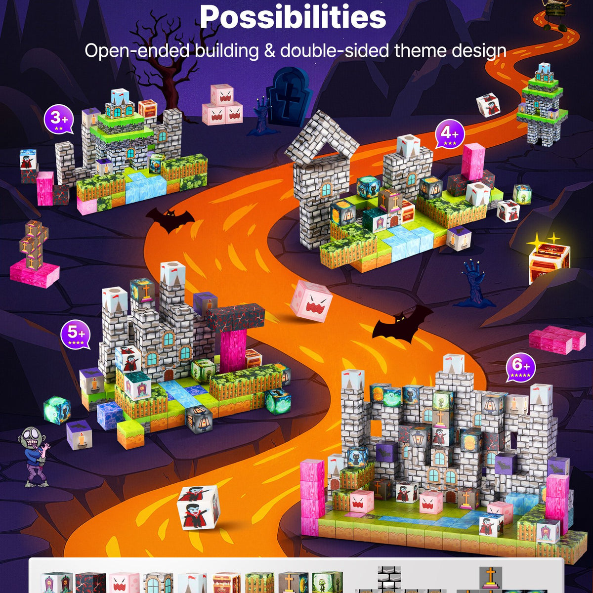 Montessori Ghosts & Ghouls Magnetic Building Blocks