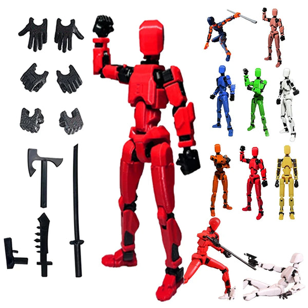 Articulated 3D Printed Action Figure with Accessories - Flexible Poseable Design, Durable ABS Material, 5.39 Inches 0