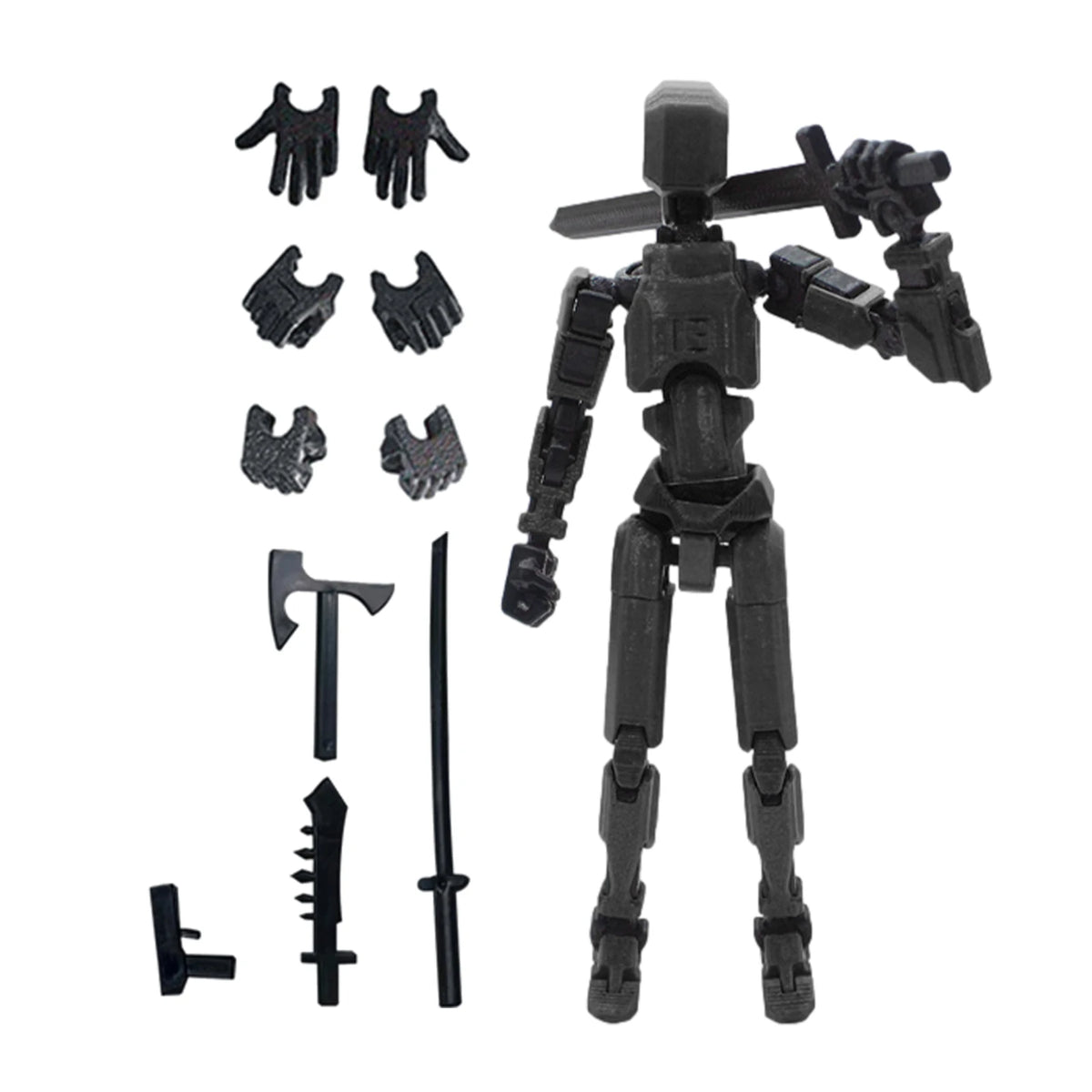 Articulated 3D Printed Action Figure with Accessories - Flexible Poseable Design, Durable ABS Material, 5.39 Inches 6
