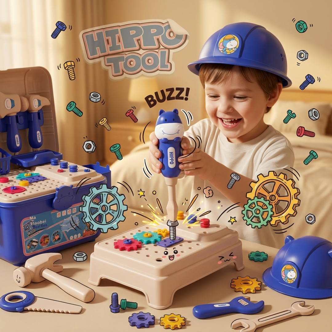 Montessori Kids Tool Box Set – DIY Building Toy Kit with 200+ Pieces