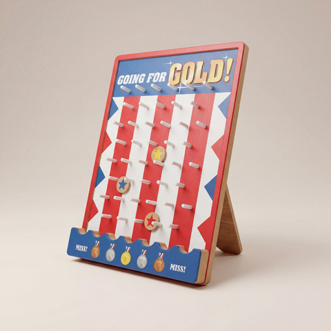 Kids Carnival Plinko Game – “Going for Gold” Wooden Party Drop Game