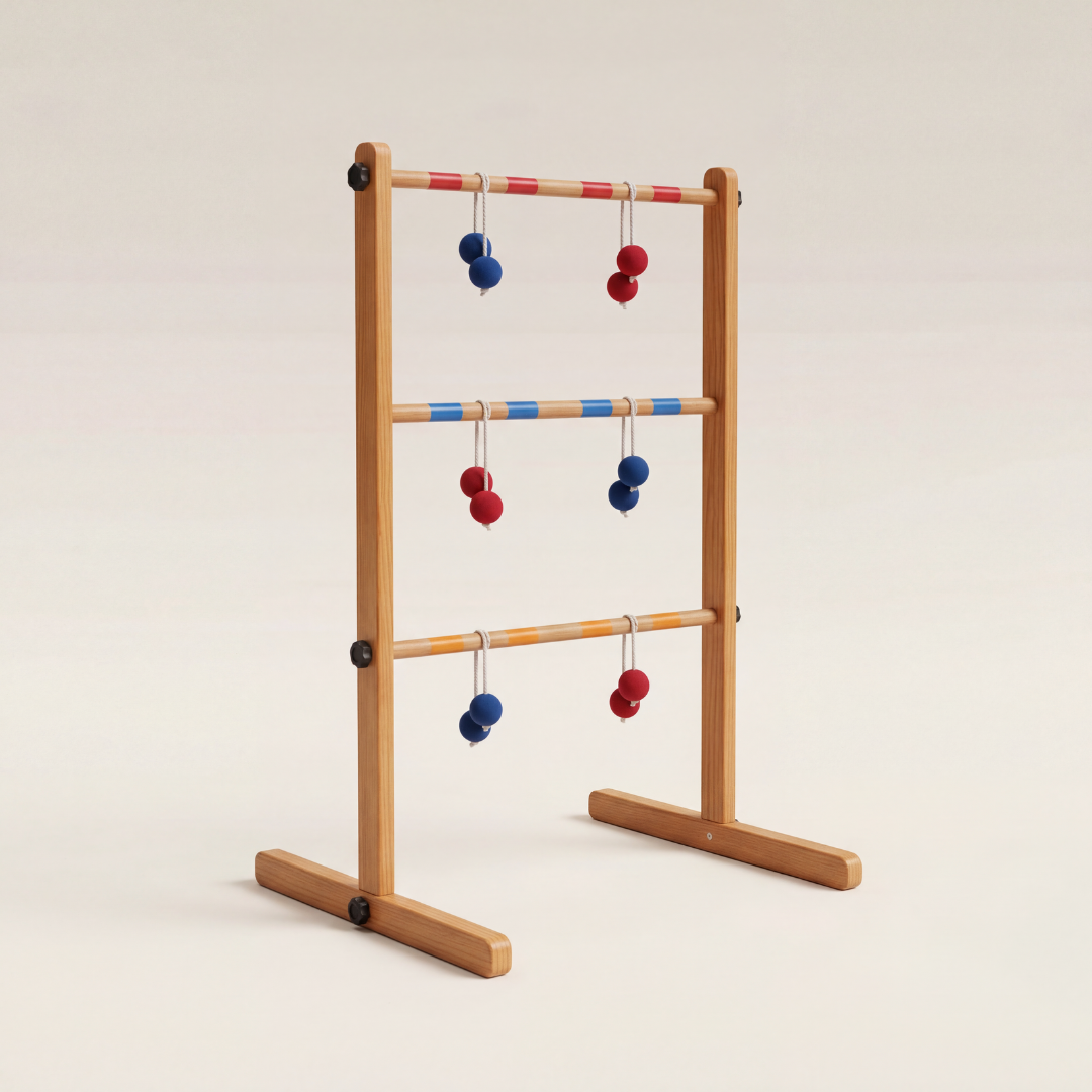 Kids Ladder Toss Game – Wooden Outdoor Ball Toss Game for Garden & Parties