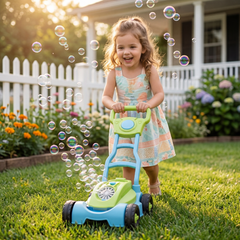 Kids Bubble Lawn Mower Toy – Push Along Outdoor Bubble Blower