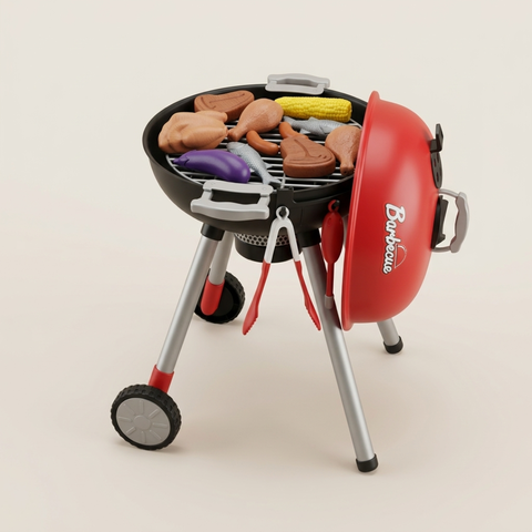 Kids BBQ Grill Play Set – Toy Barbecue Kitchen Cooking Set with Accessories