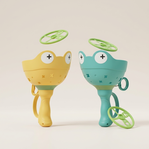 Kids Flying Disc Launcher Toy – Frog Hand-Pull UFO Shooter Game