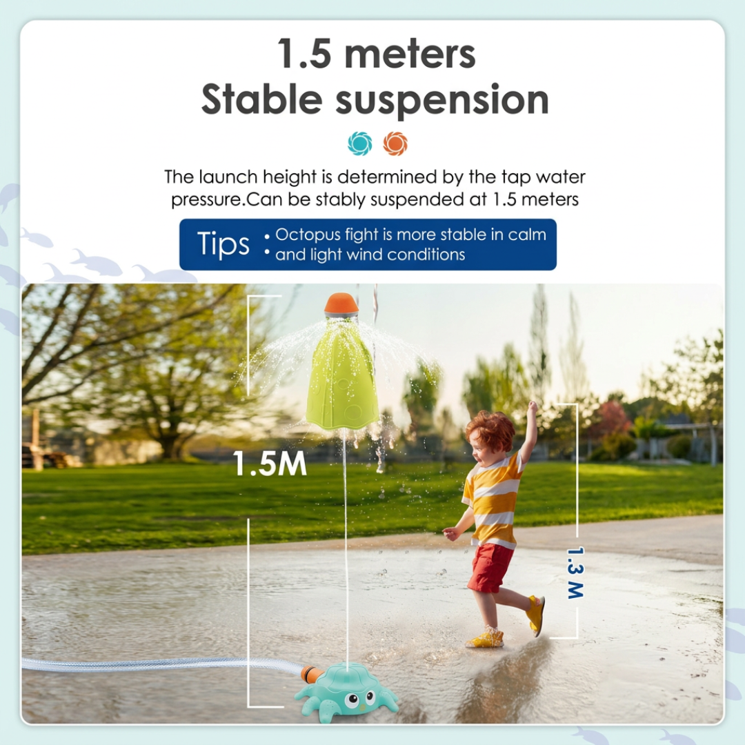 Octo Rocket Splash Sprinkler – Backyard Water Fountain Toy