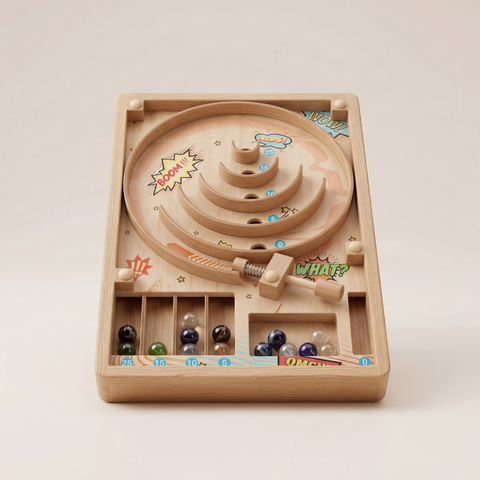 Kids Wooden Pinball Game – Montessori Marble Arcade Toy for Parties & Play