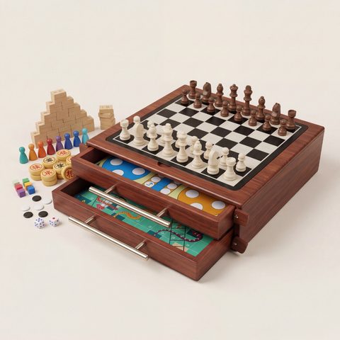15-in-1 Board Game Set – Chess, Backgammon & Family Classics All-in-One