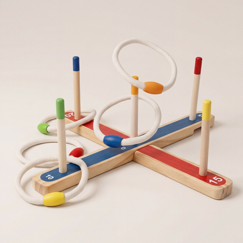 Kids Wooden Ring Toss Game – Outdoor Carnival Throwing Game for Parties