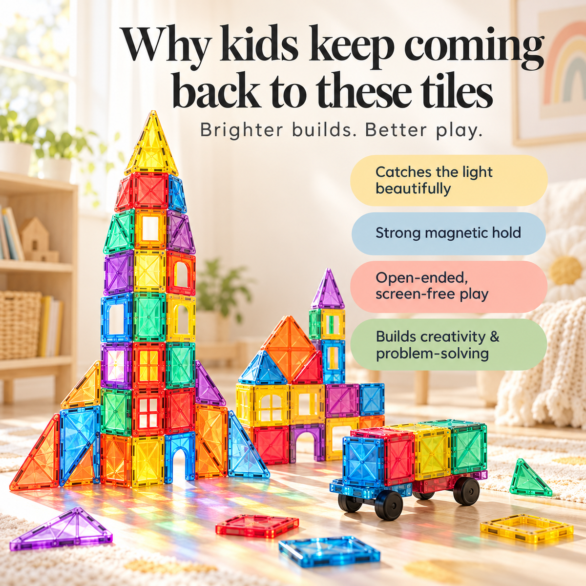 Playlit Magnetic Building Tiles | STEM Toy for Kids
