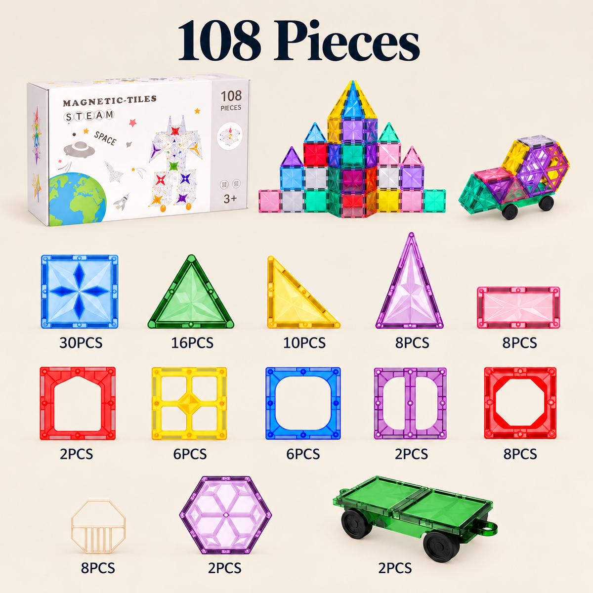 Playlit Magnetic Building Tiles | STEM Toy for Kids
