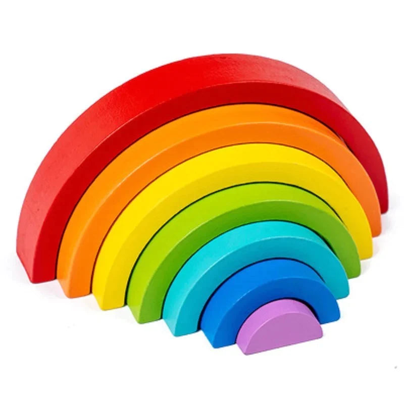Colorful Wooden Rainbow Toy for Toddlers – 10-Piece Creative Building Arches Set to Enhance Imagination and Motor Skills 1