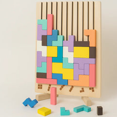 Colorful Wooden Tetris Puzzle for Toddlers – Montessori Learning Toy for Logic, Coordination, and Creativity 1