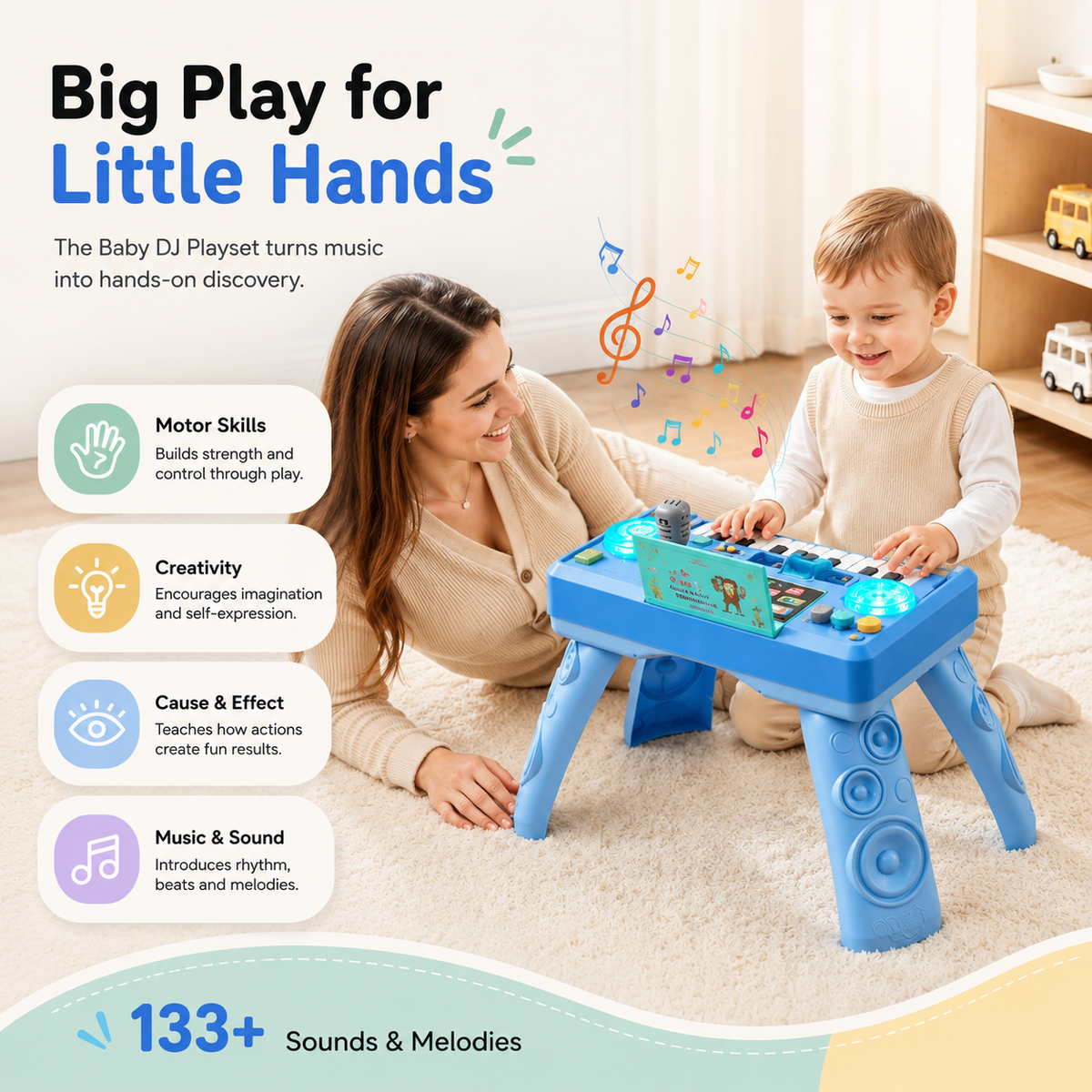 Baby DJ Musical Activity Table | 133 Sounds, Recording & LED Turntable