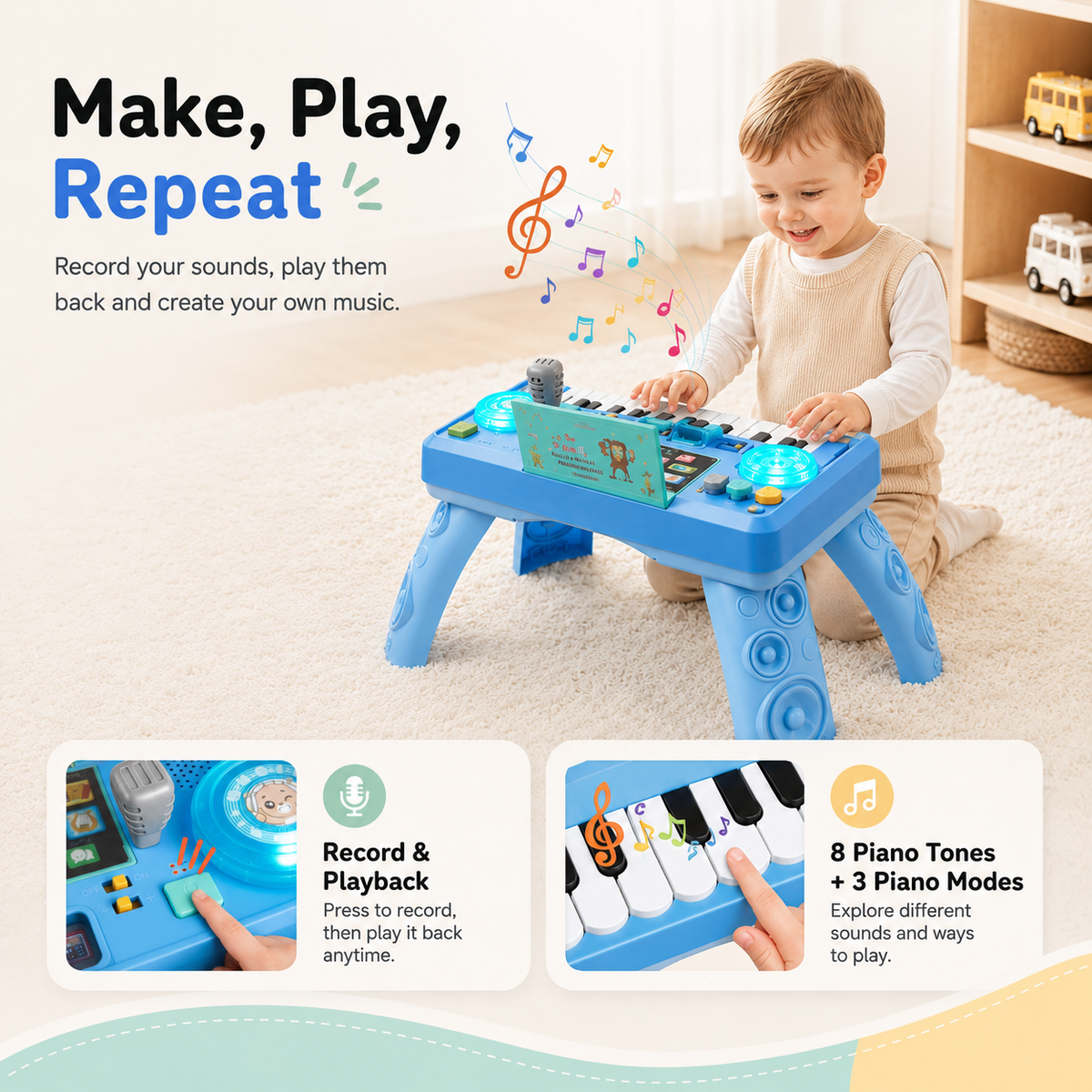 Baby DJ Musical Activity Table | 133 Sounds, Recording & LED Turntable