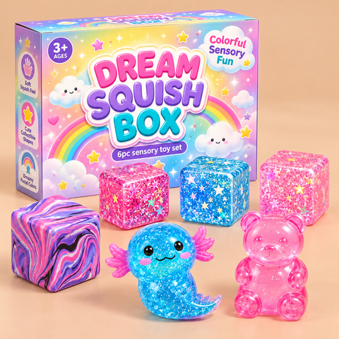 Dream Squishy Box – 6-Piece Sensory Fidget Toy Set for Kids