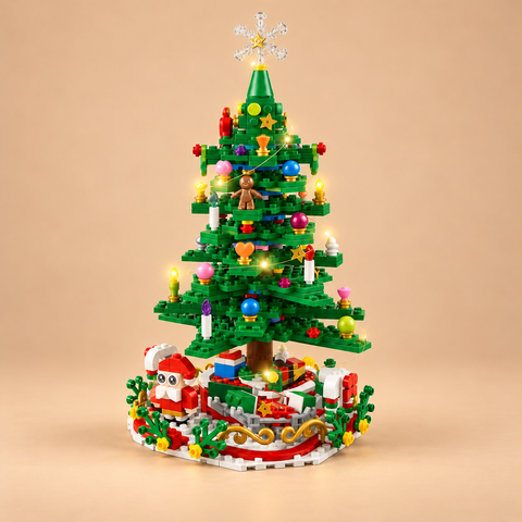Christmas Tree Building Blocks Advent Calendar with LED Lights