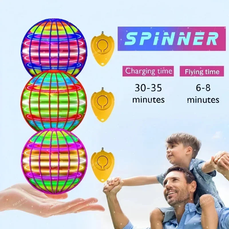 Flingo Kids' Flying Spinner Ball | LED Lights, 360° Rotating Mini UFO 1