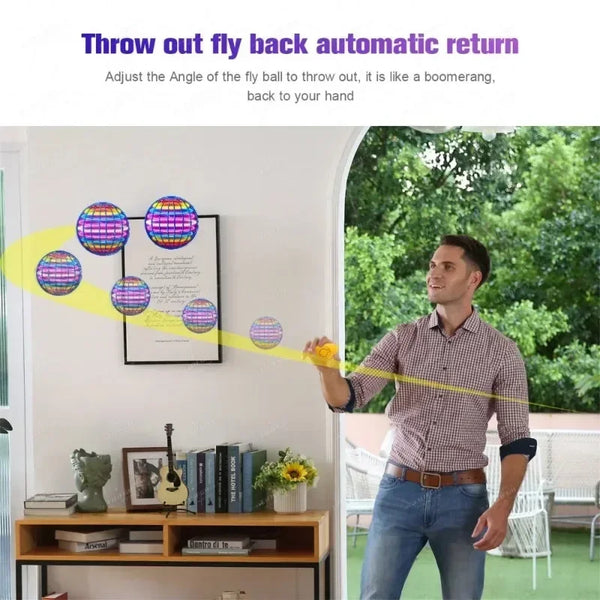Flingo Kids' Flying Spinner Ball | LED Lights, 360° Rotating Mini UFO 2