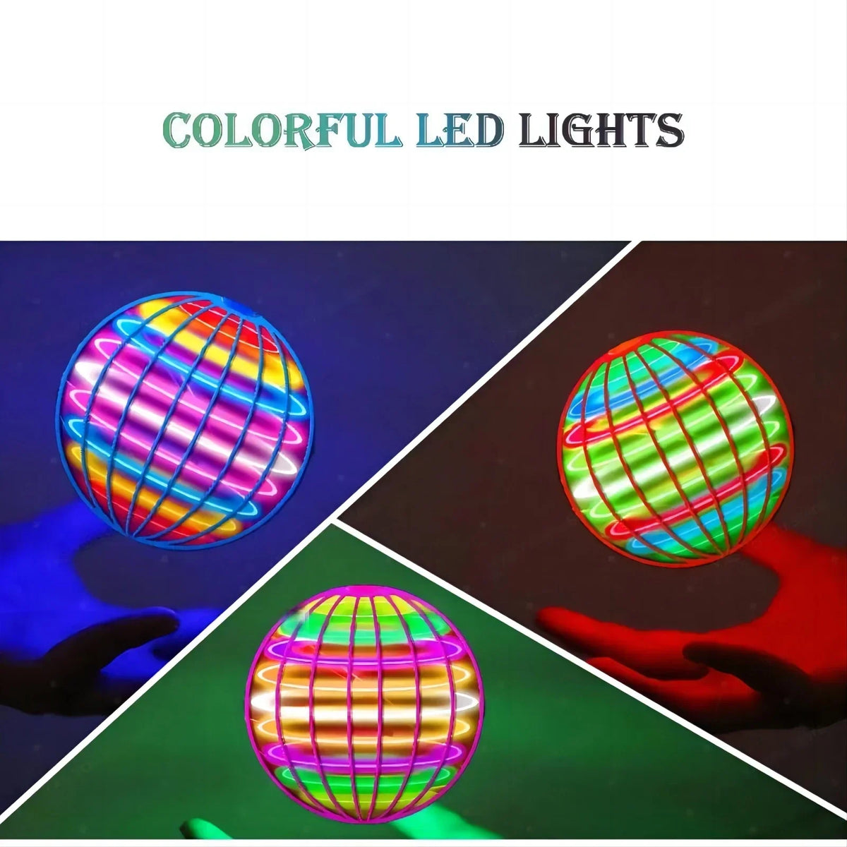 Flingo Kids' Flying Spinner Ball | LED Lights, 360° Rotating Mini UFO 3