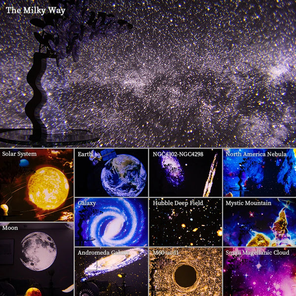 Galaxy Projector Night Light - 12-in-1 Rotating Planetarium Lamp for Kids' Bedroom with HD Projection and Timer 1