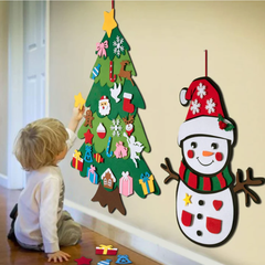 Interactive Felt Christmas Tree for Kids with 32 Velcro Ornaments – Safe, Durable Holiday Decor for Creative Play 0