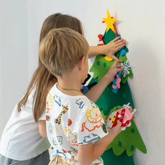 Interactive Felt Christmas Tree for Kids with 32 Velcro Ornaments – Safe, Durable Holiday Decor for Creative Play 2